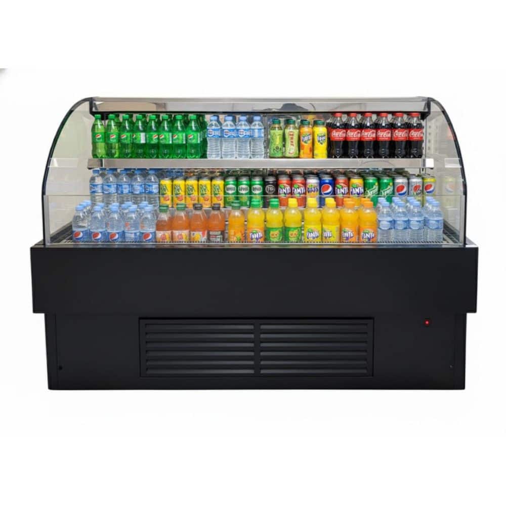 72 in. 17.4 cu. ft. Commercial Horizontal Air Curtain Merchandiser Refrigerator with LED Lighting in Black
