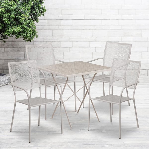 Carnegy Avenue Gray 5-Piece Metal Square Outdoor Bistro Set