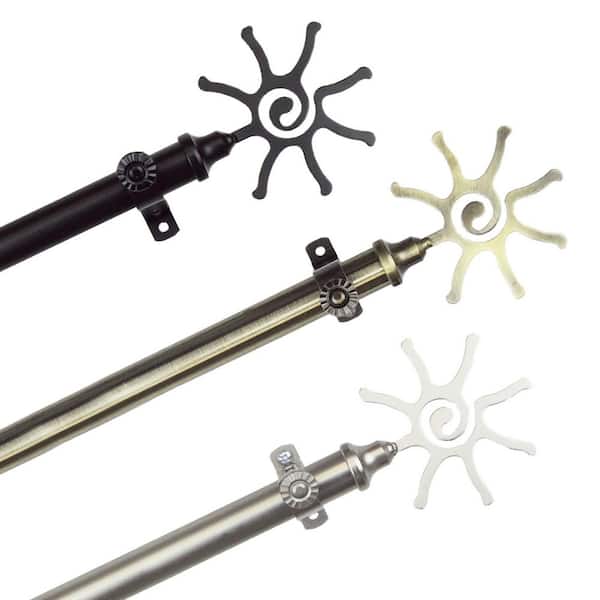 Unbranded 120 in. - 170 in. Adjustable 13/16 in. Sole Single Curtain Rod in Black