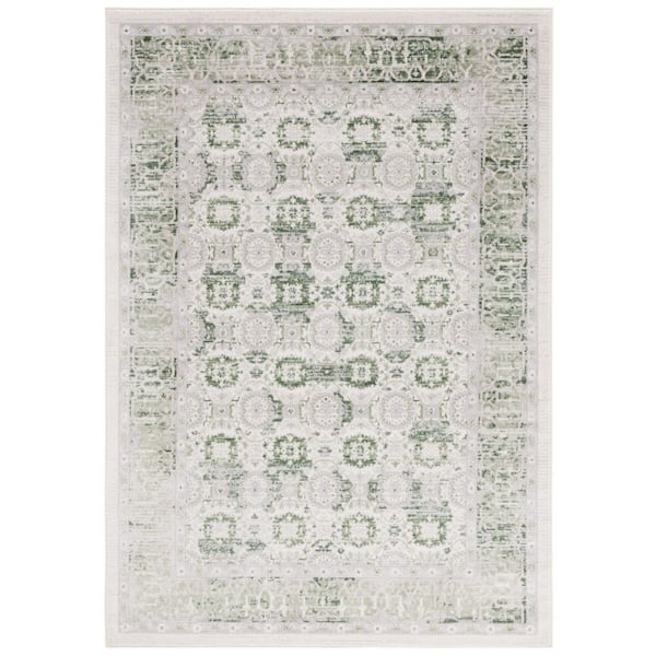 Prestige 9 ft. x 12 ft. Ivory/Light Green Distressed Border Area Rug