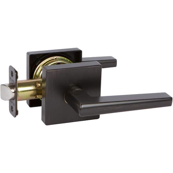 DELANEY HARDWARE Vida Tuscany Bronze Bed/Bath Door Handle with Square Backplate