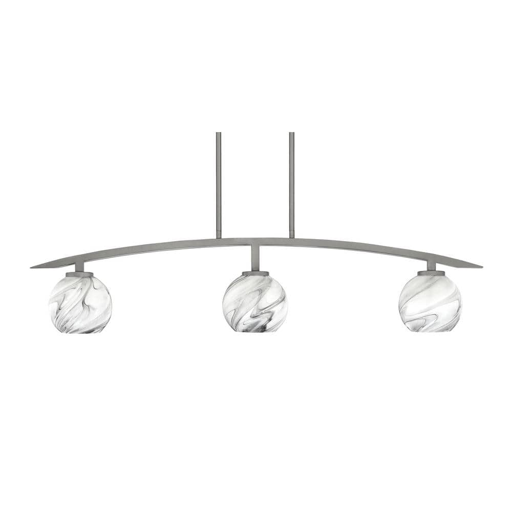 Siena 41 in. 3-Light Graphite Chandelier with 5.75 in. Onyx Swirl Glass Sha
