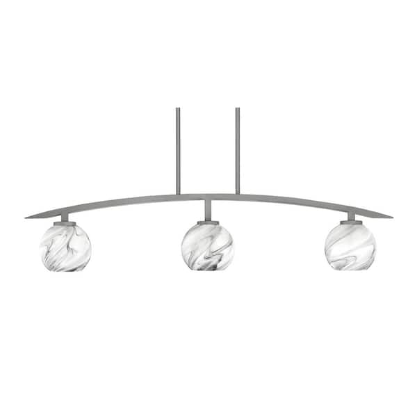Unbranded Siena 41 in. 3-Light Graphite Chandelier with 5.75 in. Onyx Swirl Glass Shades, no bulbs included
