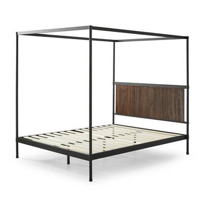 Wesley Brown Metal and Wood Full Canopy Platform Bed