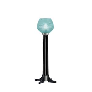 Delgado 22 in. Graphite Matte Black Accent Lamp Turquoise Textured Glass Shade