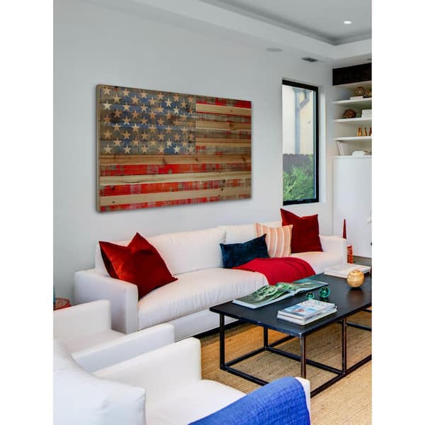 Unbranded 12 in. H x 18 in. W "American Dream" by Parvez Taj Printed Natural Pine Wood Wall Art