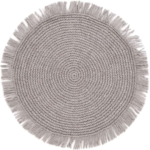 Renewal 3 ft. x 3 ft. Taupe Solid Fringe Round Area Rug