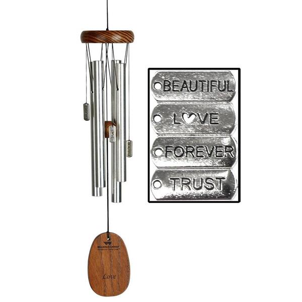 WOODSTOCK CHIMES Signature Collection, Woodstock Charm Chime, 16 in. Love Silver Wind Chime