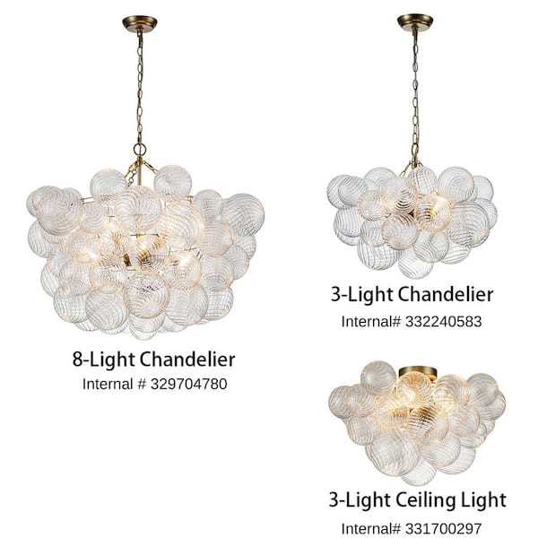 HUOKU Neuvy 8-Light 33 in. W Brushed Brass Gold Modern Bubble