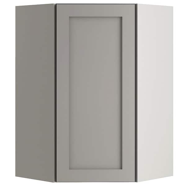 Hampton Bay Edson Shaker Assembled 23.64x35.98x11.75 in. Corner Wall Cabinet in Gray