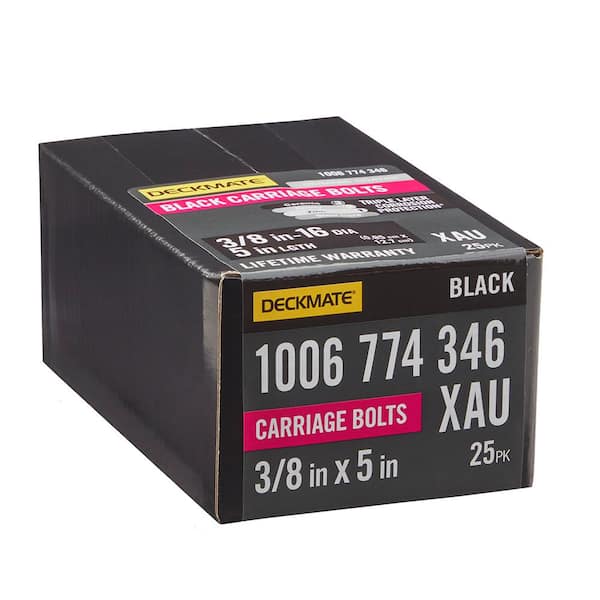 DECKMATE 3/8 in. -16 x 5 in. Black Deck Exterior Carriage Bolt (25-Pack)