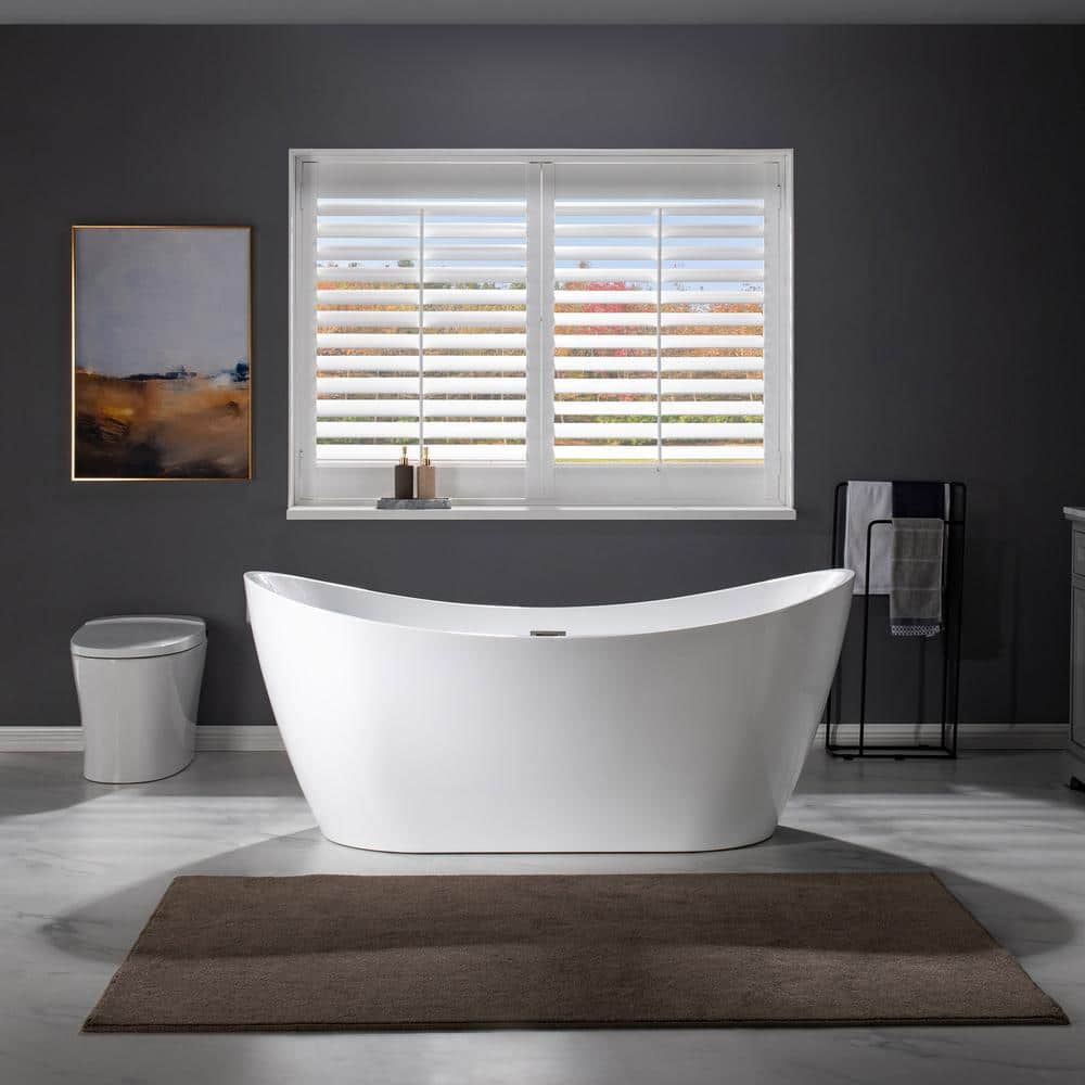 67'' White Acrylic Freestanding Double Slipper Bathtub