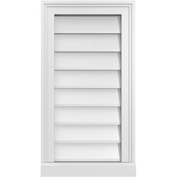 Ekena Millwork 14" x 26" Rectangular White PVC Paintable Gable Louver Vent Non-Functional