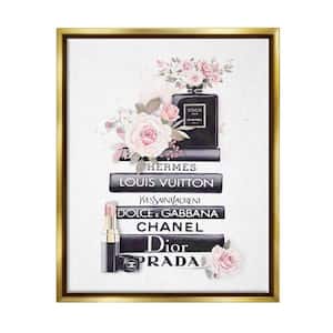 Pink Roses and Toiletries Fashion Glam Bookstack" by Ros Ruseva Floater Frame Nature Wall Art Print 25 in. x 31 in.