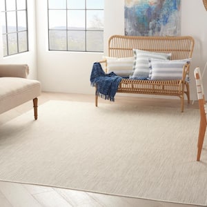 Courtyard Ivory/Silver 10 ft. x 14 ft. All-over design Contemporary Indoor/Outdoor Area Rug