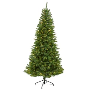 6.5 ft. Pre-Lit Green Valley Fir Artificial Christmas Tree with 350 Clear LED Lights