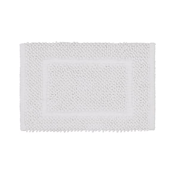 Jean Pierre NEW YORK Sophie Border White 17 in. x 24 in. Cotton Textured Bath Mat