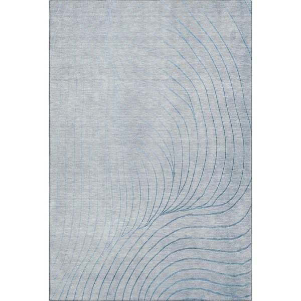 Mayfield Premium Machine Washable Abstract AMF2107 Sky 5 ft. x 7 ft. 6 in. Area Rug