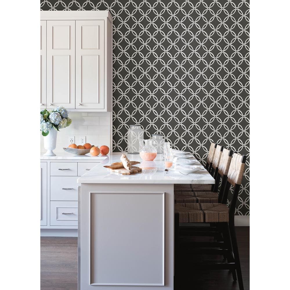 Quelala Black and White Geometric Ogee Wallpaper
