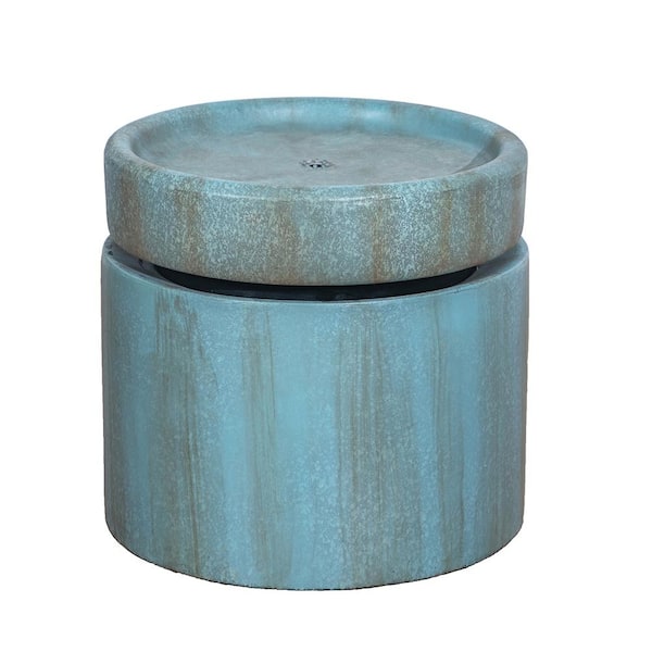 canadine 19 in. x 19 in. x 17 in. Contemporary Cement Water Fountain Outdoor Fountain with Light