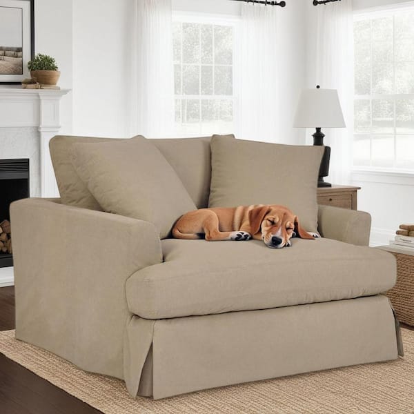 Armen Living Ciara Sahara Brown Fabric Arm Chair