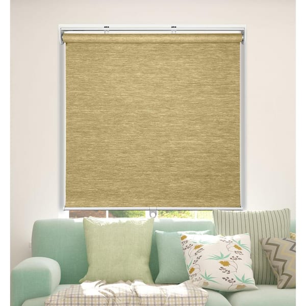 Arlo Blinds Sand Cordless Natural Weave Light Filtering Fabric Roller Shade 46.5 in. W x 48 in. L