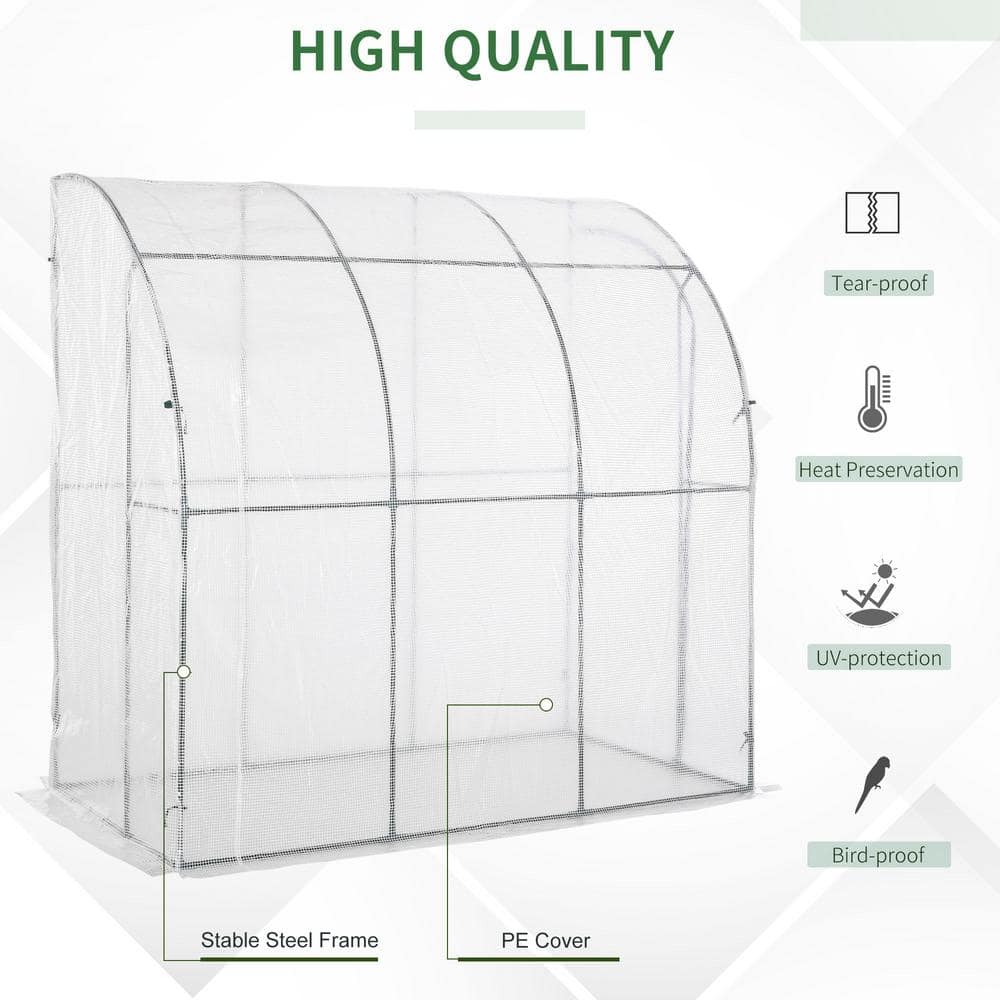 Outsunny Compact 7'x4' Lean-To Greenhouse with PE Cover and Roll-Up Door
