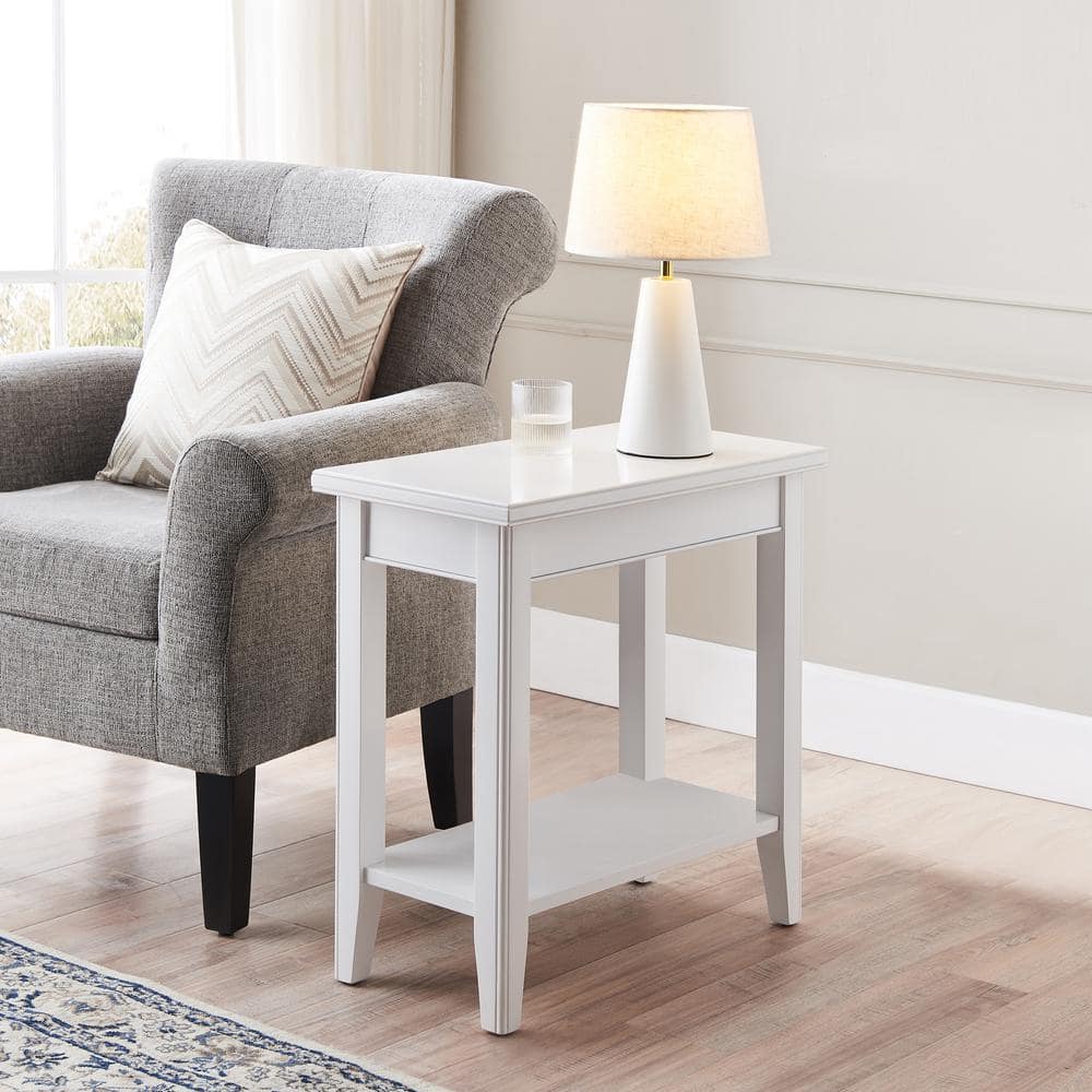 Laurent 12 in. Chocolate Cherry Rectangle Solid Wood Narrow End Table with Shelf - thumbnail 2