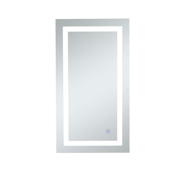 Unbranded Timeless 20 in. W x 36 in. H Framed Rectangular LED Light Bathroom Vanity Mirror in Silver