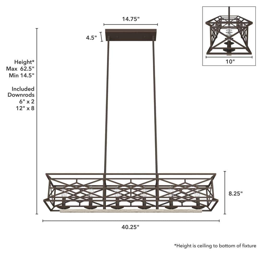 Langwood Onyx Bengal 6-Light Vintage Linear Chandelier