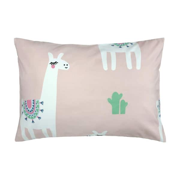 Harper Lane Cool 20 in. x 28 in. Pink Llama Bed Pillow