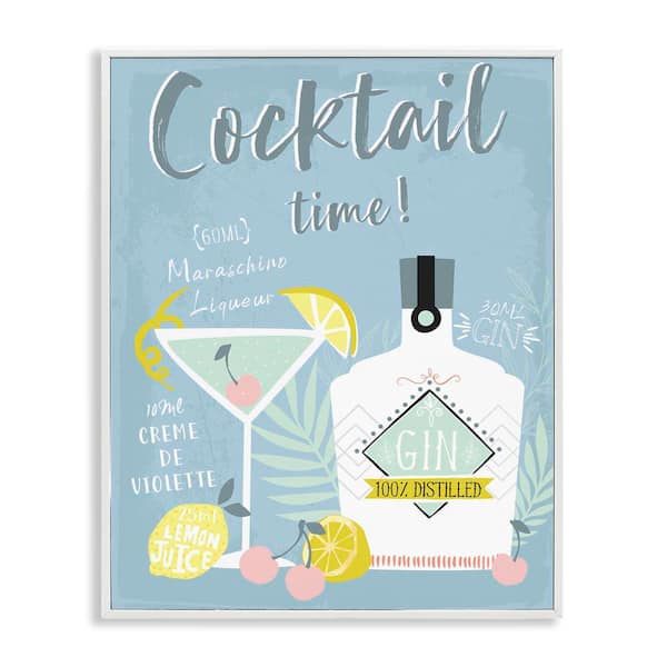 Stupell Industries Cocktail Time Gin Recipe by Angela Nickeas White Framed Food Giclee Art Print 20 in. x 16 in.