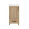 Tobana 18 in. W x 19 in. D x 34.50 in. H Bath Vanity in Natural Oak with White Cultured Marble Top