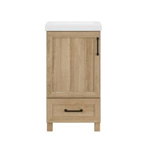 Tobana 18 in. W x 19 in. D x 34.50 in. H Bath Vanity in Weathered Tan with White Cultured Marble Top