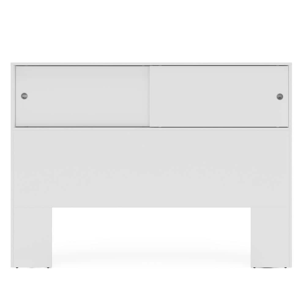 Victoria White Queen Wood Frame Platform Bed with Storage Headboard