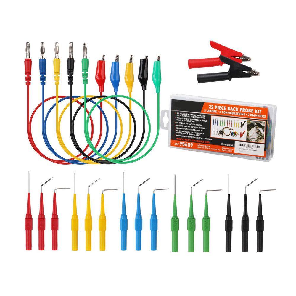 22-Piece Back Probe Pin Kit with 5 Colors Silicone Wires Electrical Testing Probes for Multimeter Automotive Testing price history on PriceWatchPro