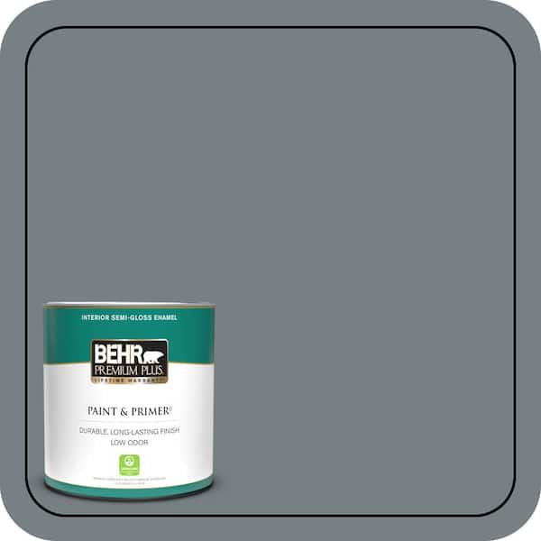 BEHR PREMIUM PLUS 1 qt. #N450-5 Intergalactic Semi-Gloss Enamel Low Odor Interior Paint & Primer