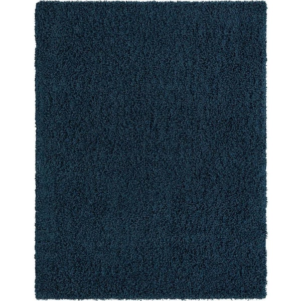 Unique Loom Solid Shag Sapphire Blue/Navy Blue 10' 0 x 13' 0 Area Rug