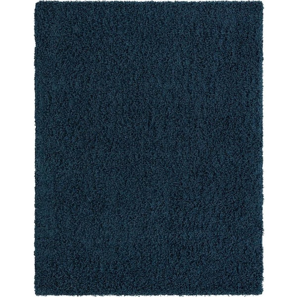 Unique Loom Solid Shag Sapphire Blue/Navy Blue 10' 0 x 13' 0 Area Rug