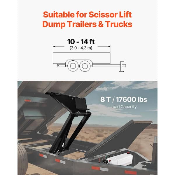 Hydraulic Dump Lift Kit, 17,600 lb. /8 T Dump Trailer Hydraulic Scissor Hoist Kit Standard Kit, Hydraulic Dump Bed Kit