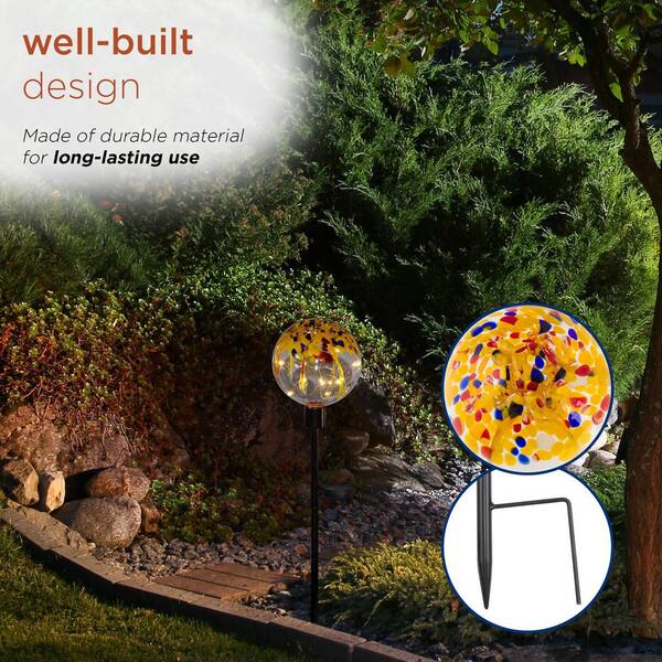 Alpine Corporation 33 Tall Rainbow Solar Globe Garden Stake with LED Lights Multicolor HTO170SLR The Home Depot