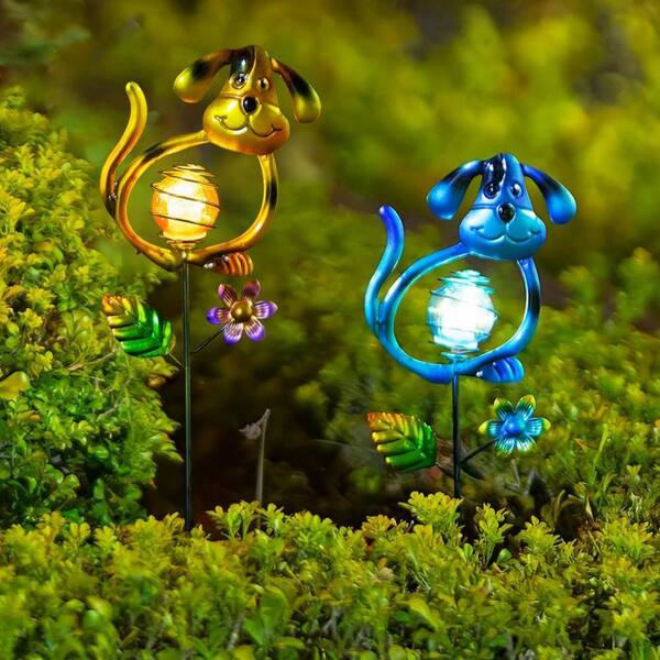 27.4 in. H Dog Figurine Lights Garden Stakes, (2-Pack) L0DSCW9H92