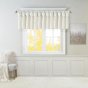 Natalie White 50 in. W x 26 in. L Lightweight Faux Silk Valance with Beads