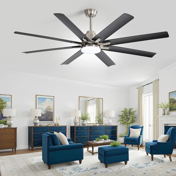 FIRHOT 66in. LED Indoor Brushed Nickel Ceiling Fan with App&Remote