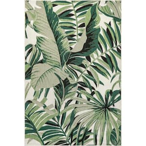 Fela Green 5 ft. x 8 ft. Floral Indoor/Outdoor Area Rug