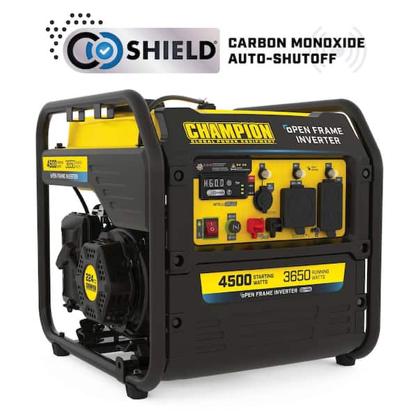 4500/3650-Watt Recoil Start Gasoline Powered Open Frame Inverter Portable Generator with Quiet Technology and CO Shield