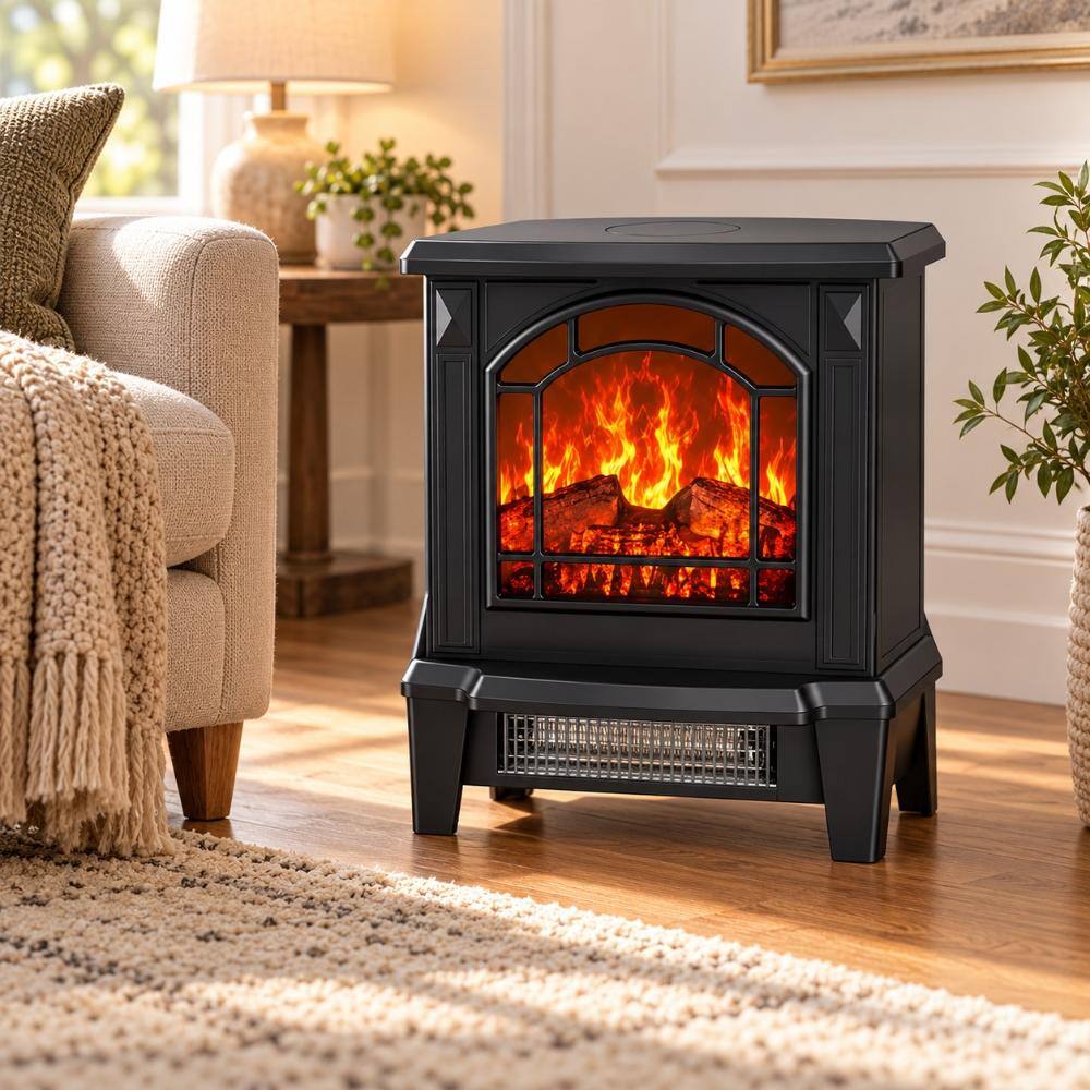Table Cooker Electric Yangming 14 in. Black Indoor Freestanding Electric Fireplace Heater ...