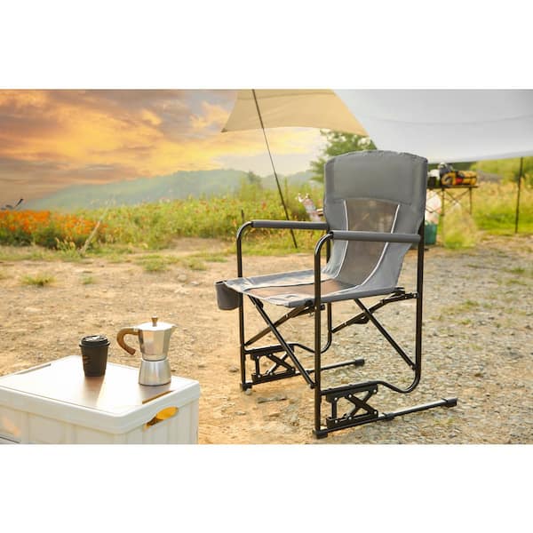 Metal Folding Outdoor Lawn Chair, Rocker Camping Chair Rocking