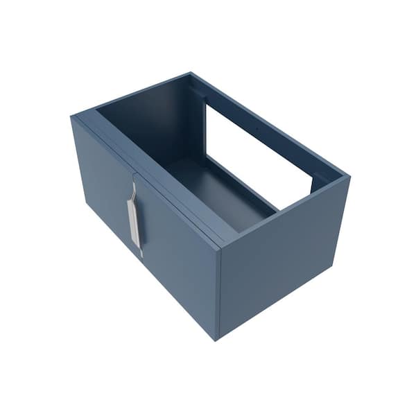 castellousa Alpine 29.63 in. W x 18.75 in. D x 14.38 in. H Bath Vanity Cabinet without Top in Matte Blue with Brushed Nickel Trim