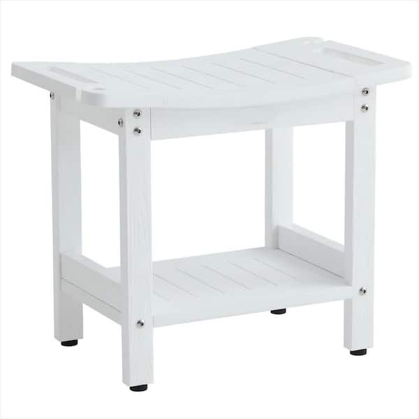 Waterproof Shower Stool with Handles and Shower Head Holder for Inside Shower, White